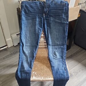 Hollister Blue Skinny Jeans with Subtle Distressing